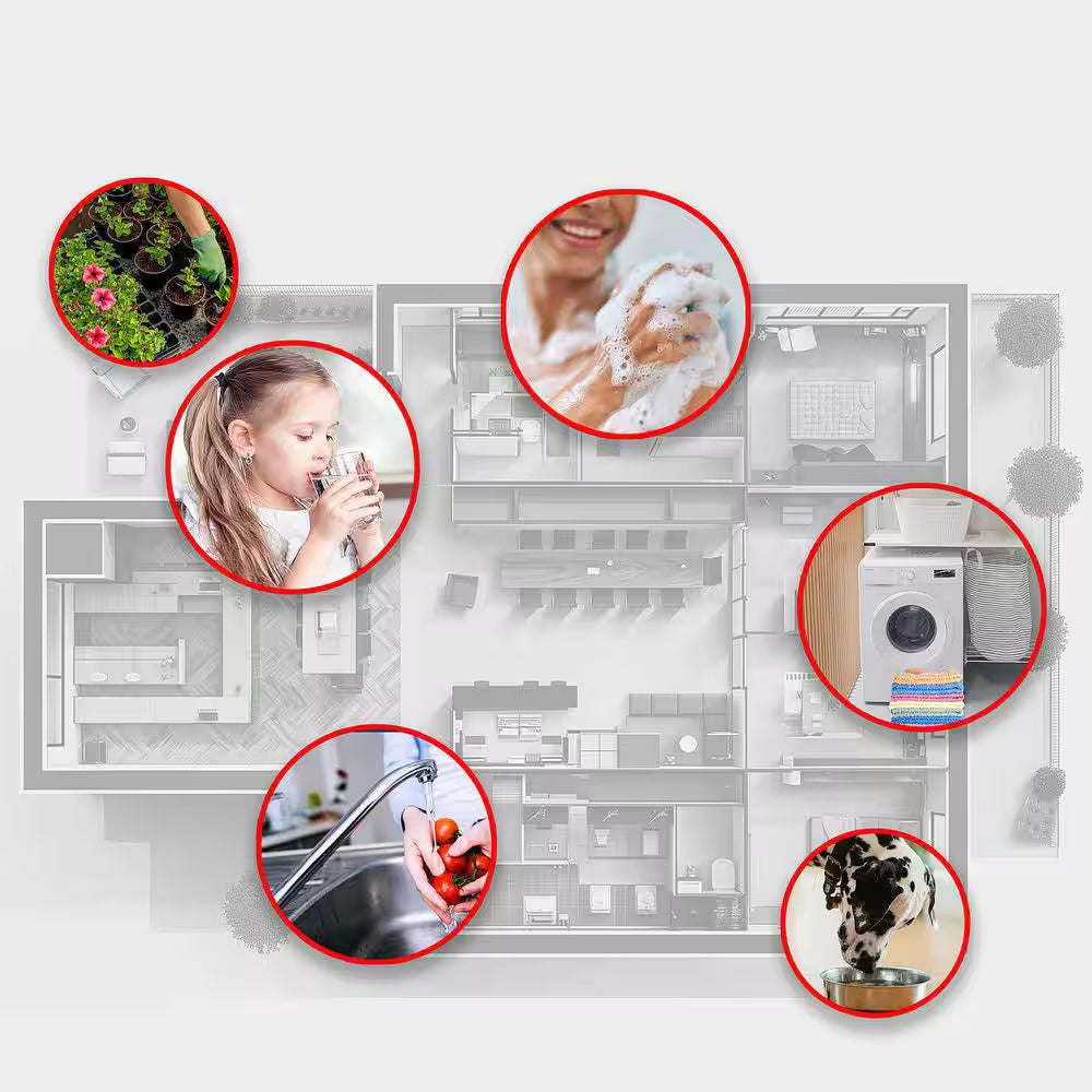 ECO-X Series 7-Stage Municipal Water Filtration and Salt-Free Conditioning System Treats up to 3 Bathrooms in Black
