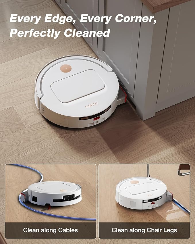 Yeedi M14 Plus Robot Vacuum and Mop with All-in-One Station, 18000Pa, OZMO Roller Instant Self-Washing Mopping, 167℉ Hot Water Mop Washing & Self-Drying, ZeroTangle 3.0, Self-Emptying, White