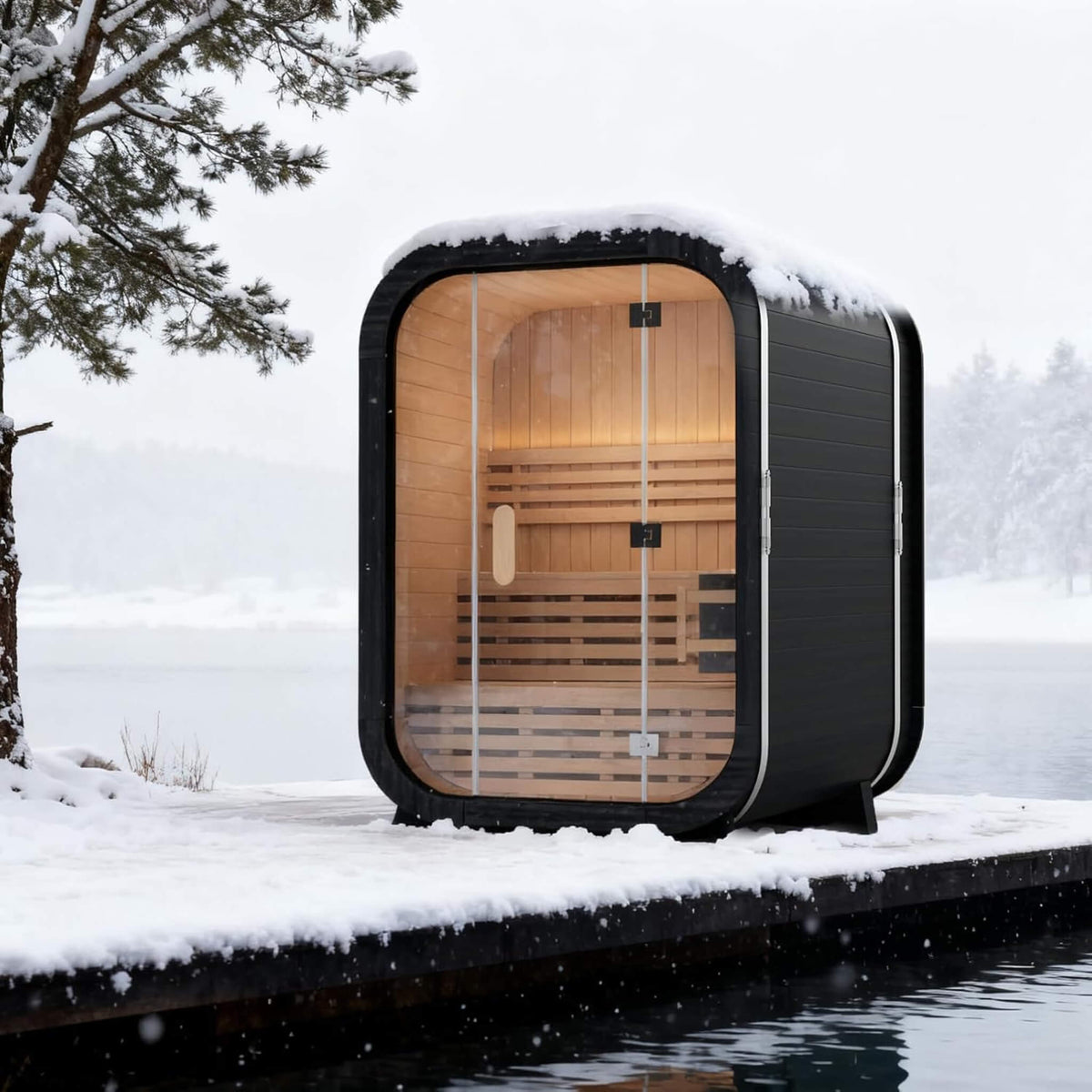 Thermora Lund 2-Person Outdoor Spruce Sauna Kit with 4.5kW Electric Stove
