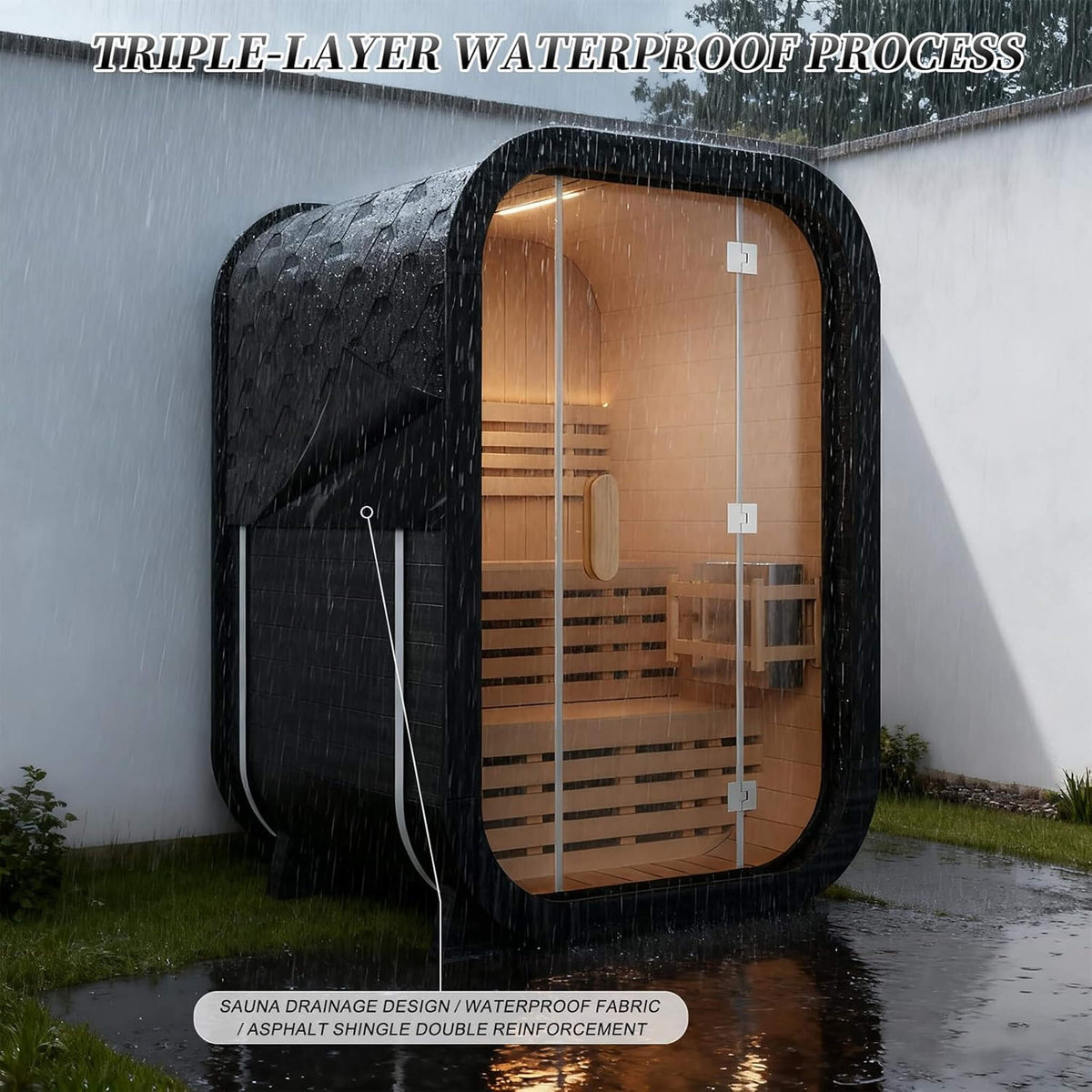 Thermora Lund 2-Person Outdoor Spruce Sauna Kit with 4.5kW Electric Stove